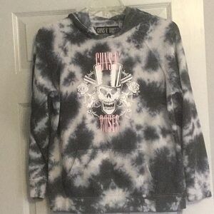 Guns N Roses Sweatshirt Hoodie Blue Black White Tie Dye Size Large